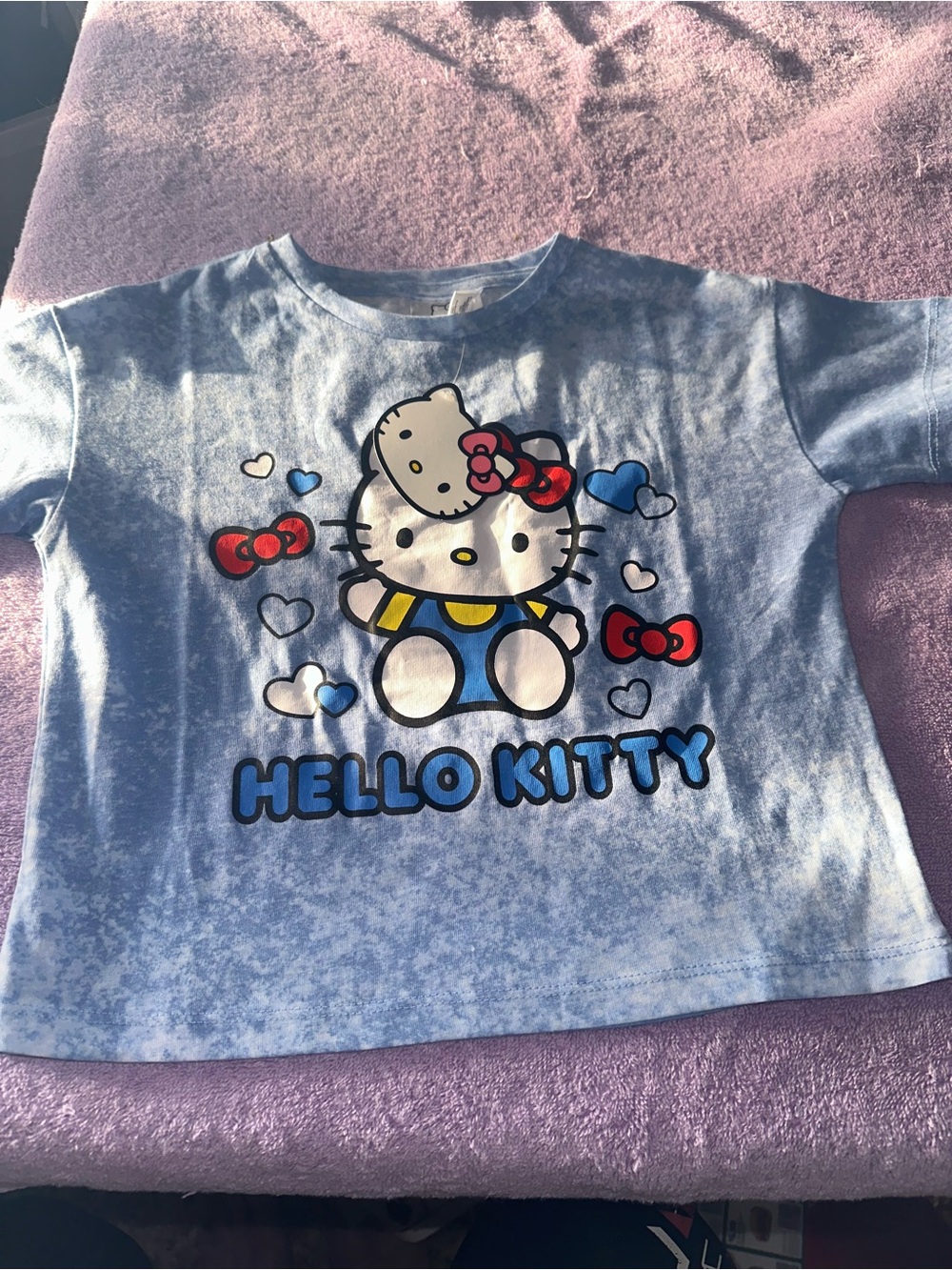 Sanrio Hello Kitty Light Blue Tee with Red Bow Accents